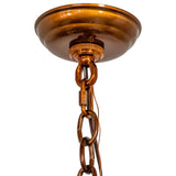 Ceiling canopy and hanging chain detail of acorn branch chandelier.