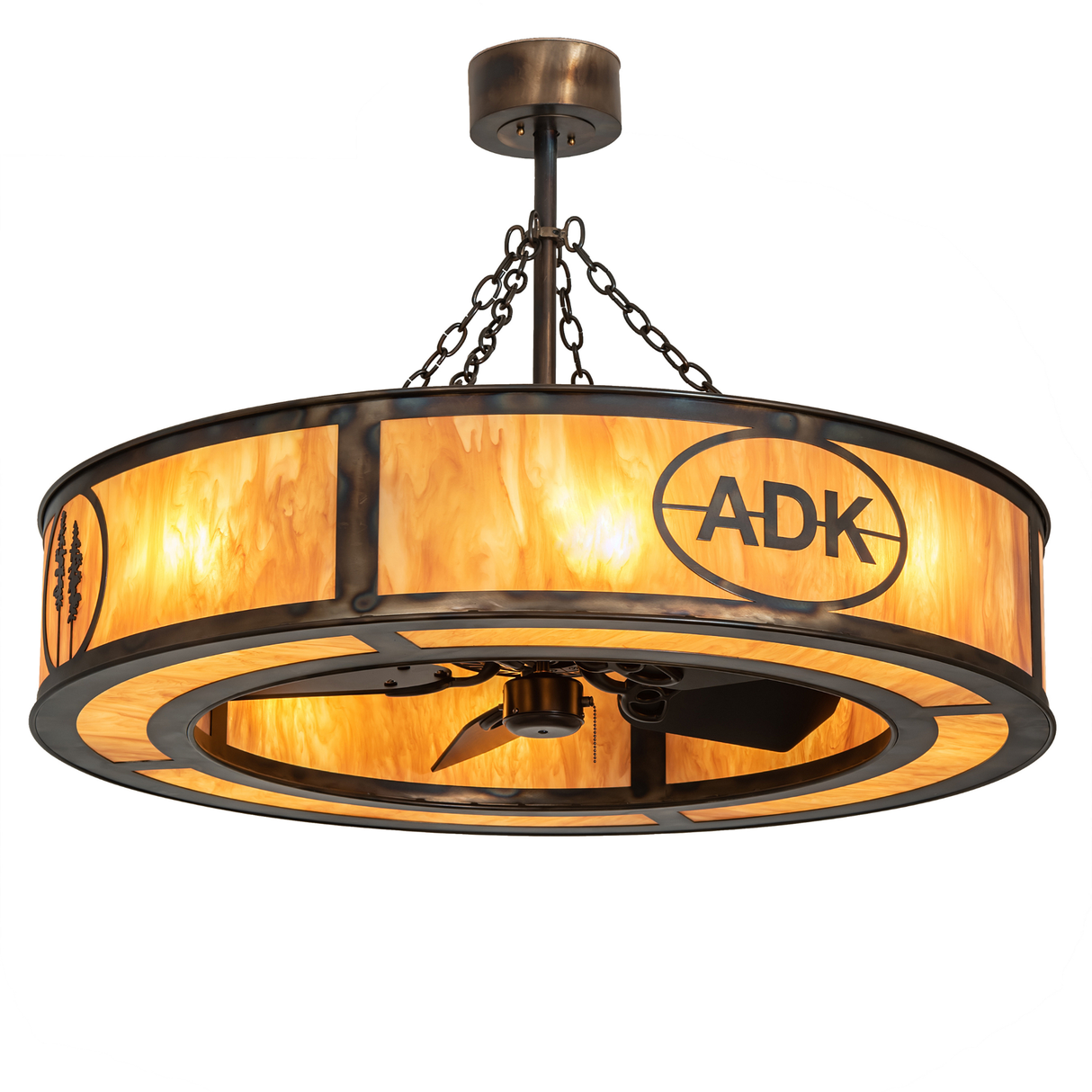 Front view of Adirondack Bank Chandel-Air showing glowing amber diffuser.