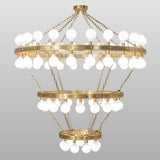 Albion chandelier side view highlighting three-tier ring structure.