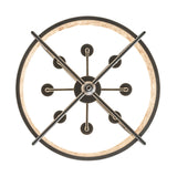 Bottom view of Aldari chandelier showing symmetrical candle arm arrangement.