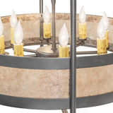Close-up of Aldari chandelier faux candle lights and metal sockets.