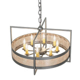 Top detail of Aldari chandelier showing upper frame structure and shade rim.