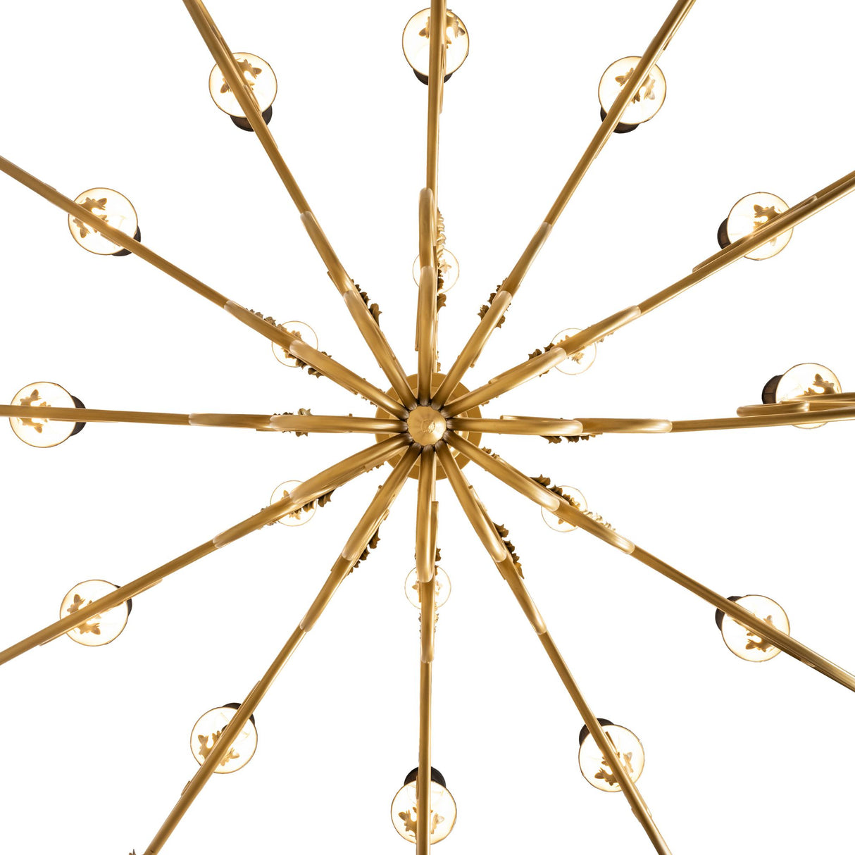 Bottom view showing radial arm layout of chandelier.