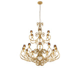 Full view of Alexandria 18-light two-tier chandelier in Spanish gold.