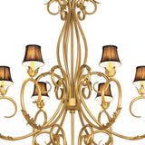 Scroll arm and acanthus leaf detail on Alexandria chandelier.