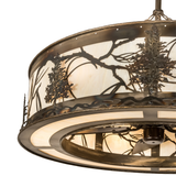 Close-up of Tamarack Chandel-Air showing detailed metal pine tree accents.