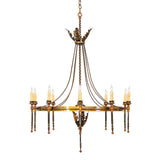 Side profile of Amaury chandelier showing rope trim and hanging chains.