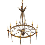 Top angled view showing chain drape and acanthus crown detail.