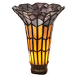 Front view of the Amber and Pink stained glass Pond Lily shade, showcasing intricate craftsmanship.