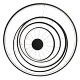 Bottom view of chandelier displaying concentric LED rings and suspension cables.