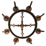 Bottom view highlighting circular iron structure and bobeches.