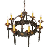 Top view of Antibes chandelier showing iron ring design.