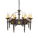 Symmetrical view of Antibes chandelier with eight candle lights.
