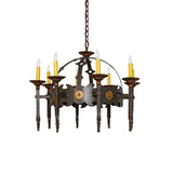 Unlit view of Antibes 8-light chandelier with candle sleeves.