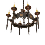 Underside detail of Antibes iron chandelier frame.