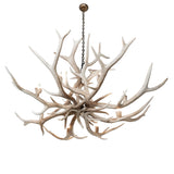 Bottom angled view highlighting the layered antler frame and candle positions.
