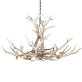 Unlit view of Elk antler chandelier showcasing natural antler texture.