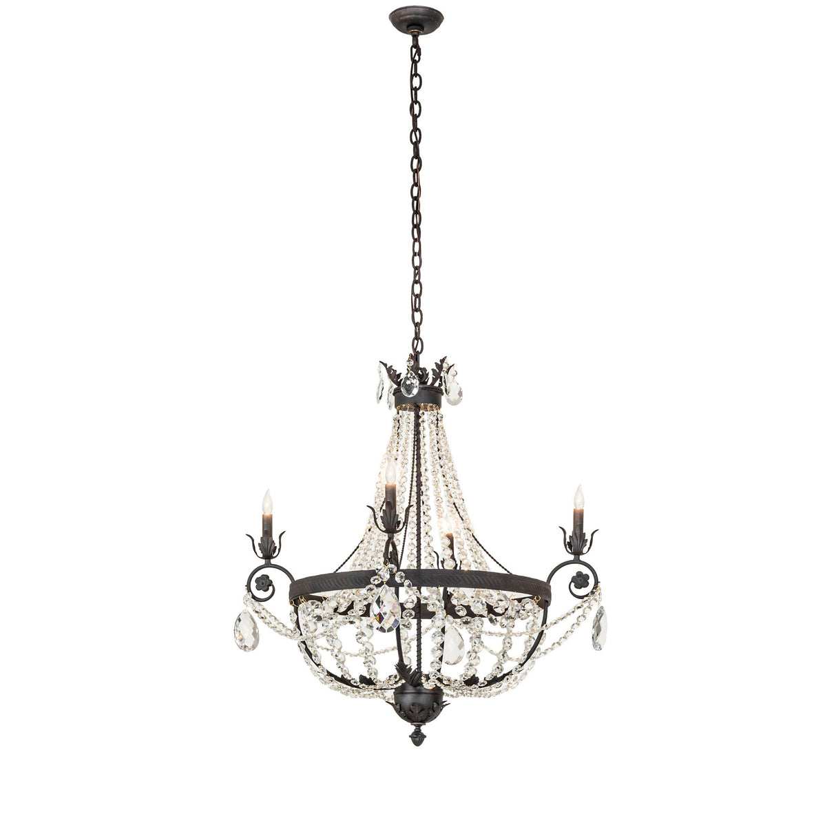 Full view of Antonia four light crystal chandelier.