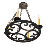 Ashley 4-light blackwash chandelier bottom angle view.