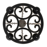 Ashley 4-light blackwash chandelier bottom structure view.