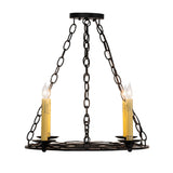 Ashley 4-light blackwash chandelier side profile view.