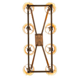 Bottom view showing symmetrical layout of eight amber mica shades.