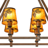 Close-up of antique copper frame and decorative metal accents.