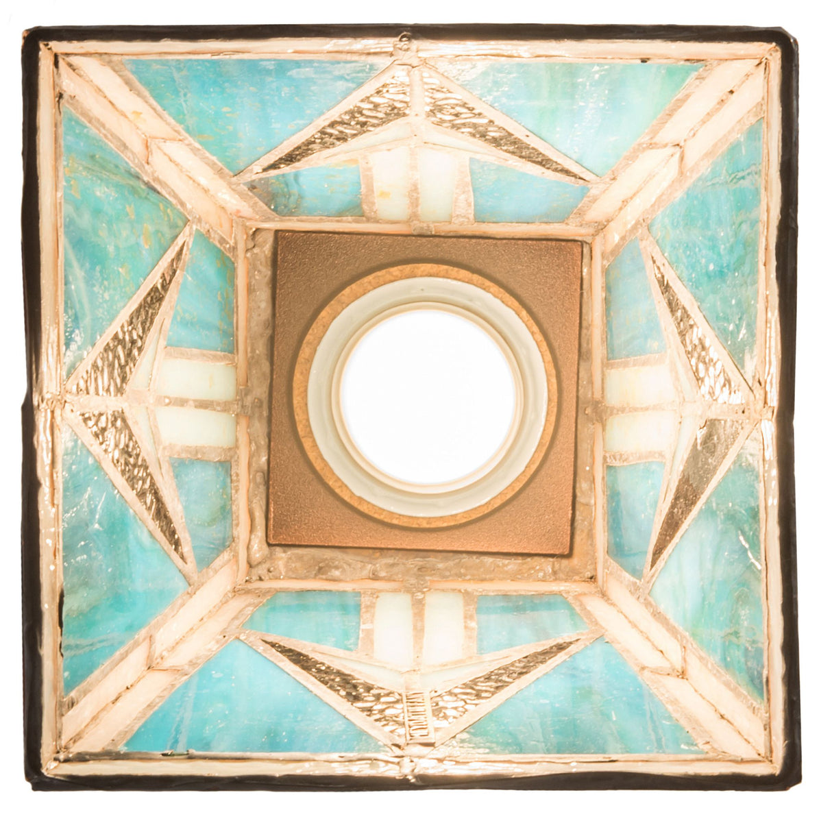 Bottom view of Valencia Mission Mini Pendant highlighting copperfoil construction.