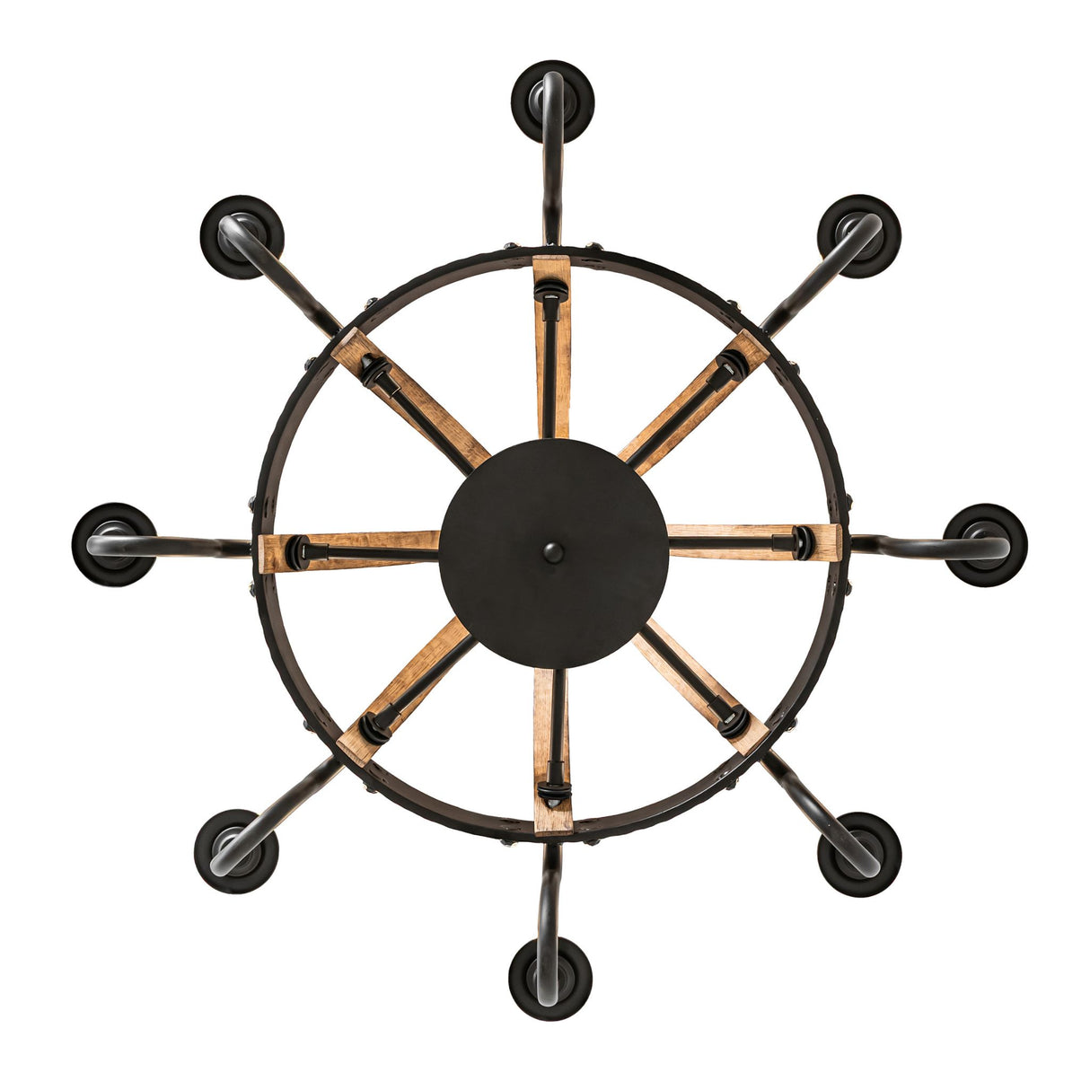 Bottom view showing circular metal band and arms.