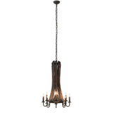 Full hanging view with adjustable chain and vertical barrel stave design.