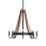 Front view of Barrel Stave Madera chandelier design.