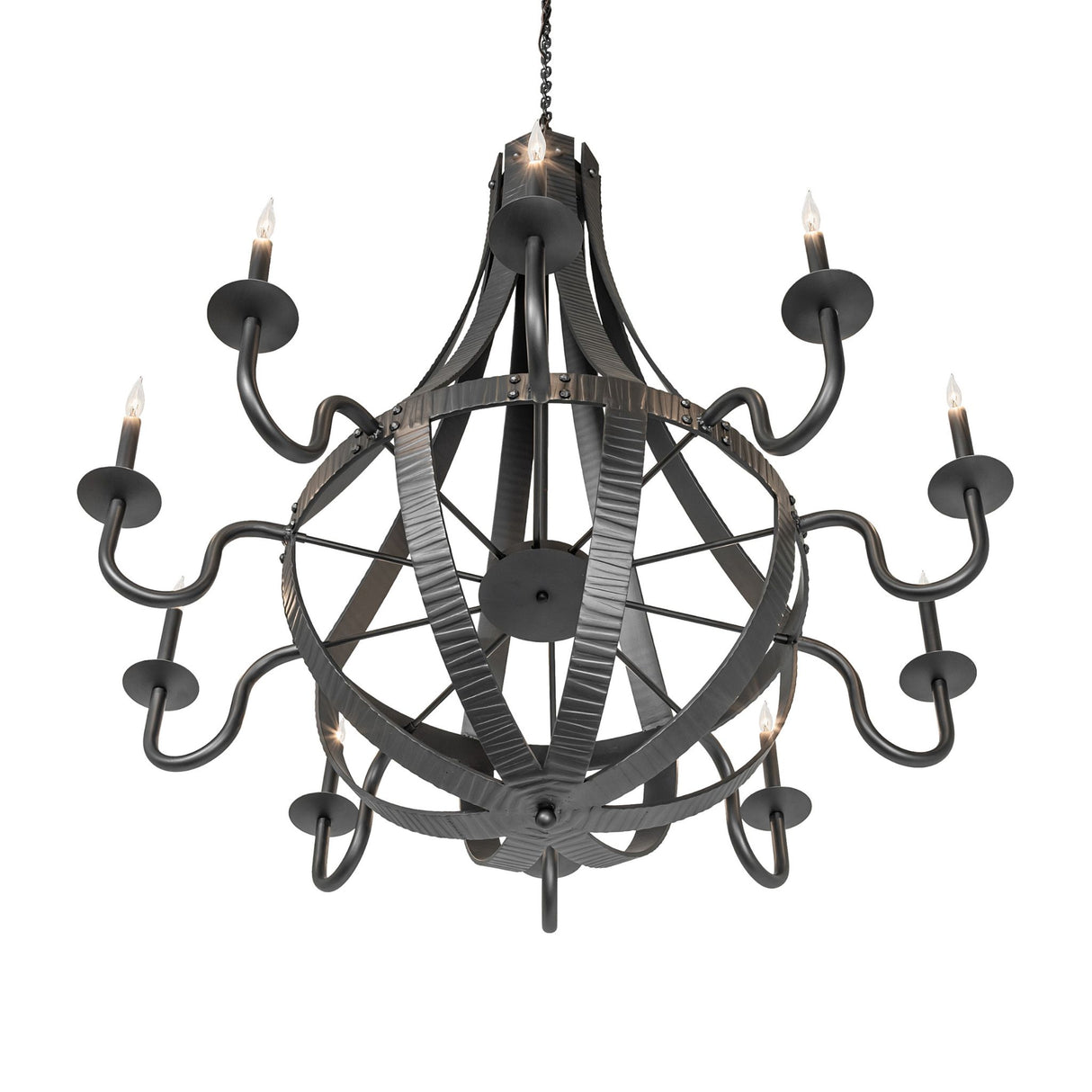Bottom angle view revealing circular metal rings and interior construction.