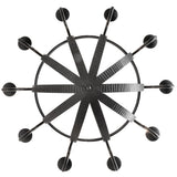 Direct bottom view of the Barrel Stave Metallo chandelier showing radial metal supports.