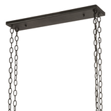 Ceiling plate and hanging chains of Bear at Lake lighted pot rack.