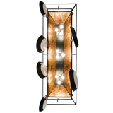 Bottom view of 72" Bear at Lake chandelier showing nine illuminated lamps.