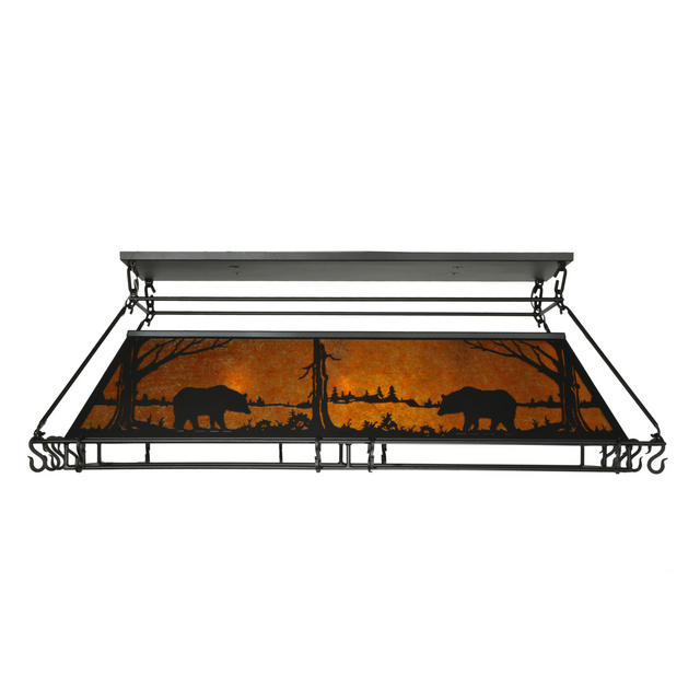 Straight front view of Bear at Lake pot rack with twin bear design.