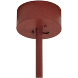Closeup of canopy and downrod with rust finish detail.