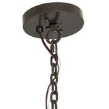Ceiling canopy and adjustable chain detail of chandelier.