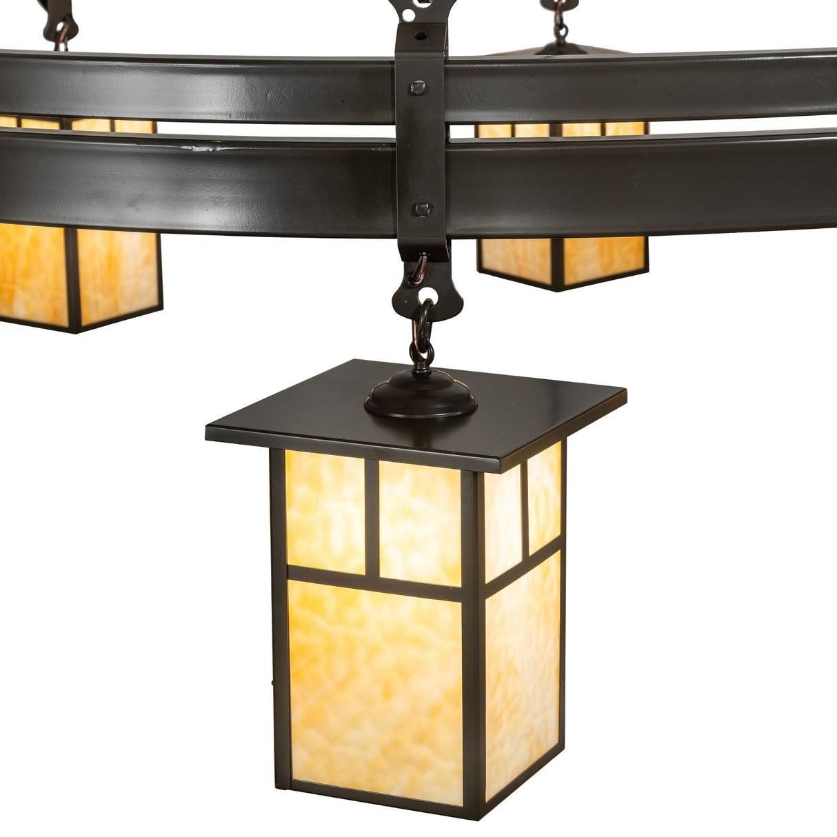 Detail of timeless bronze metal ring and lantern mount.