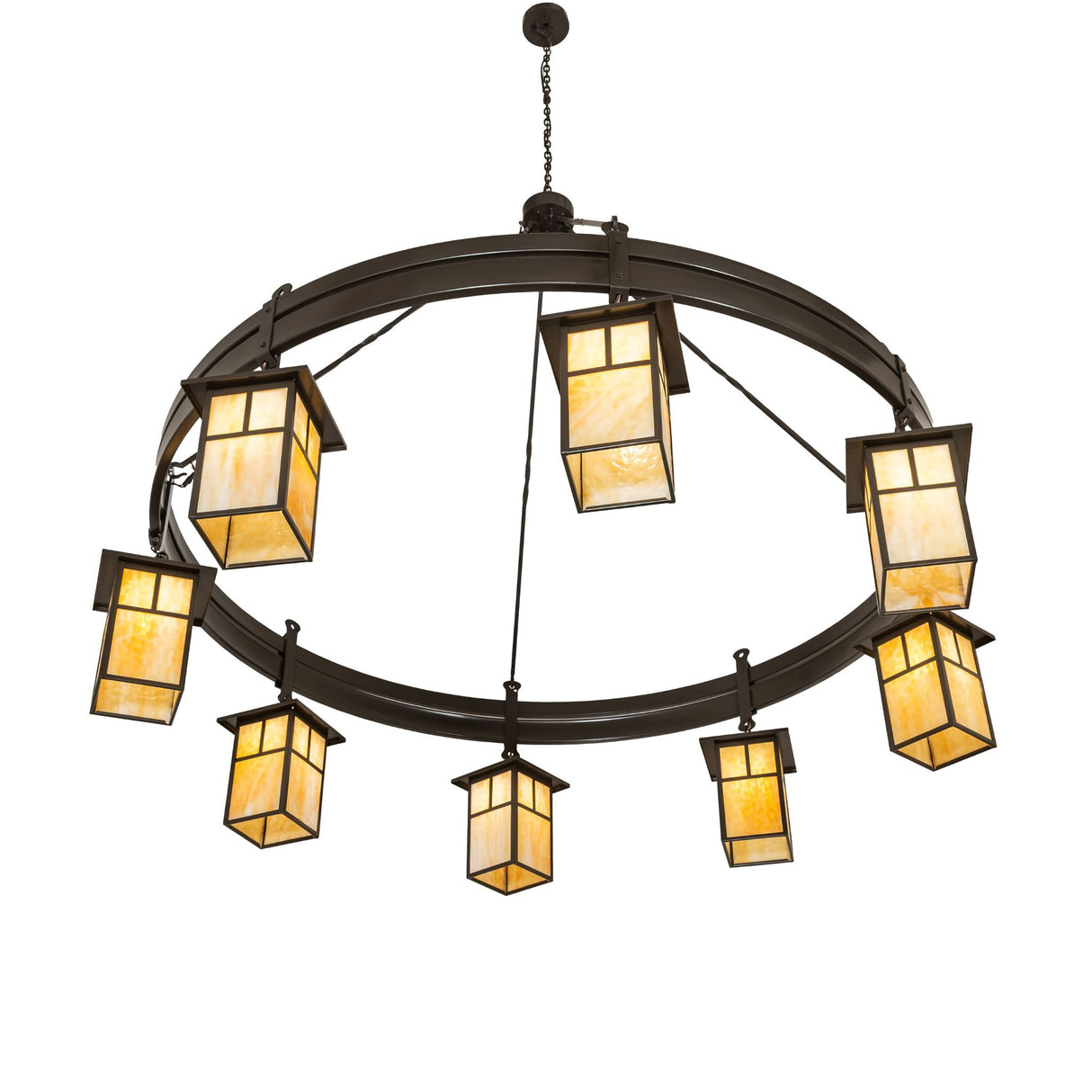 Lantern shade layout on Beartooth T Mission chandelier ring.