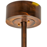 Ceiling canopy detail matching the Vintage Copper finish of the chandelier fan.
