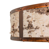 Detailed view of authentic birch bark shade with handcrafted texture.
