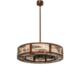 Unlit Birchwood Chandel-Air showing natural birchwood texture and handcrafted copper frame.