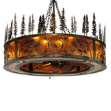 Front lit view of Black Dog Lodge Chandel-Air with glowing amber mica diffuser.