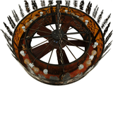 Top interior unlit view showing bulb arrangement and fan support structure.
