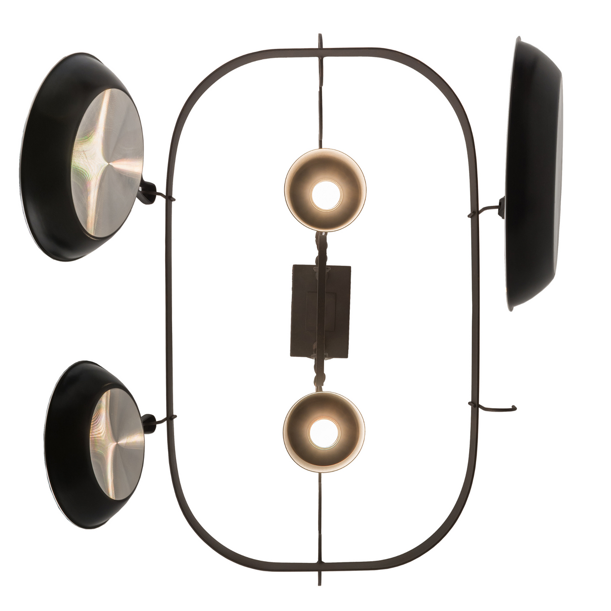 Bottom lit view of Bon Appetit 2-light pot rack.