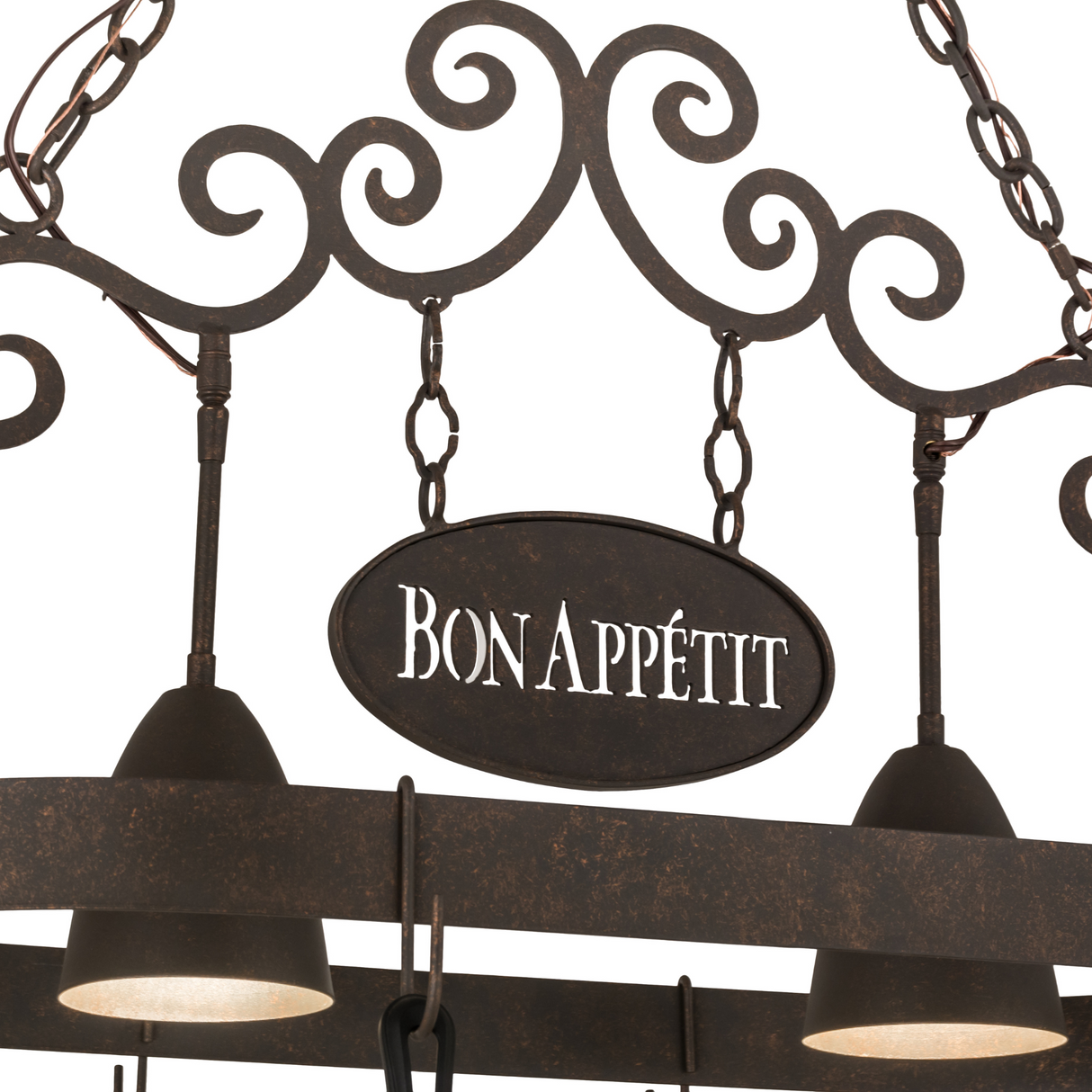 Close-up of Bon Appetit sign and scrollwork details.