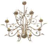 Bottom angle view of Bordeaux chandelier showing sculpted metal arms and center hub.