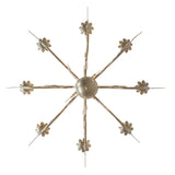 Bottom view of Bordeaux 8 light chandelier showing symmetrical arm layout.