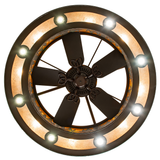 Bottom view of Boulders Personalized Chandel-Air with uplighting and fan blades.